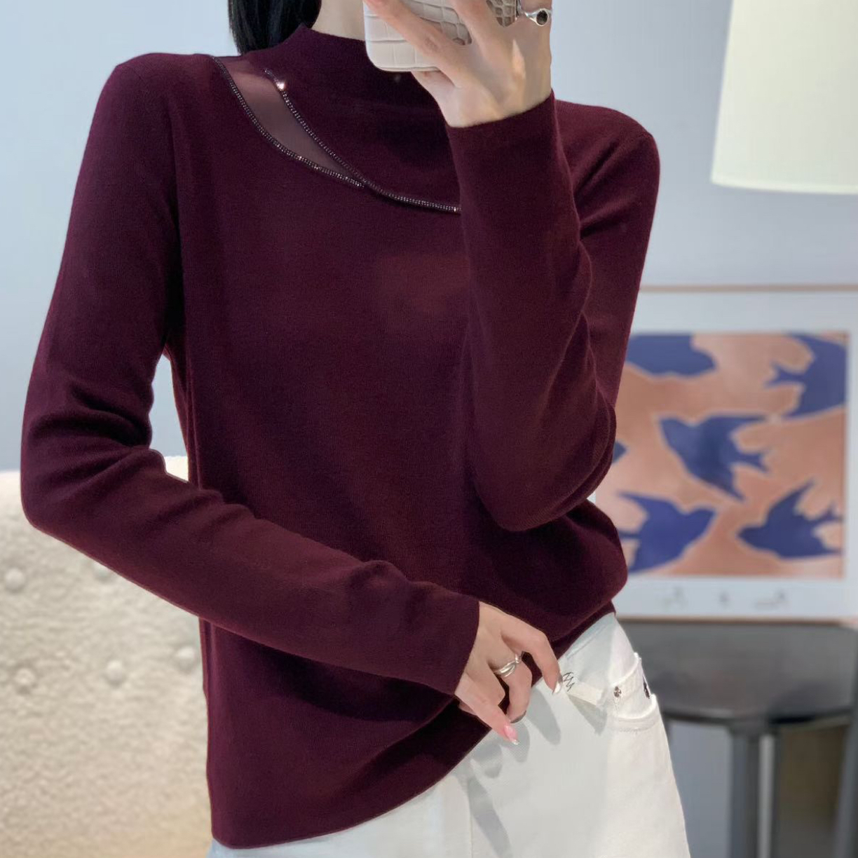 新款肩上带砖时尚简约针织衫