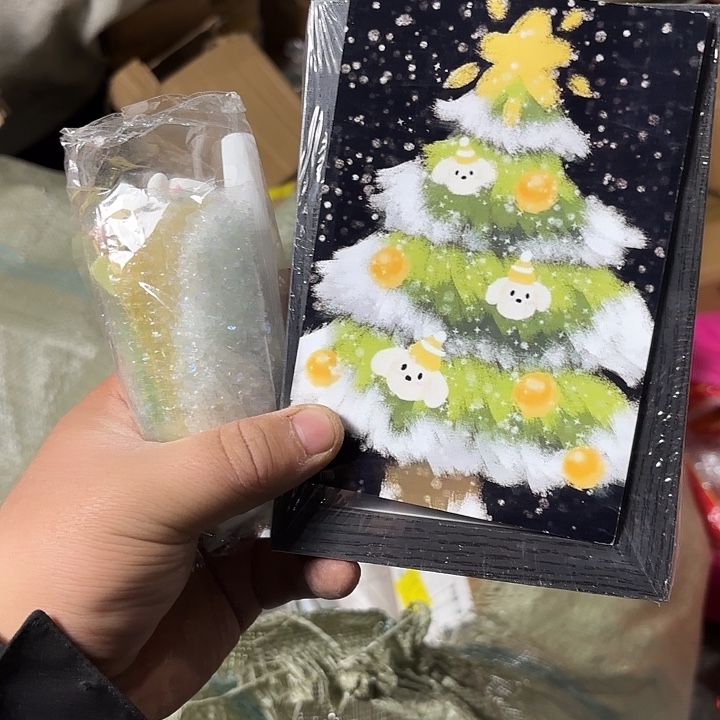 圣诞树相框手工作品