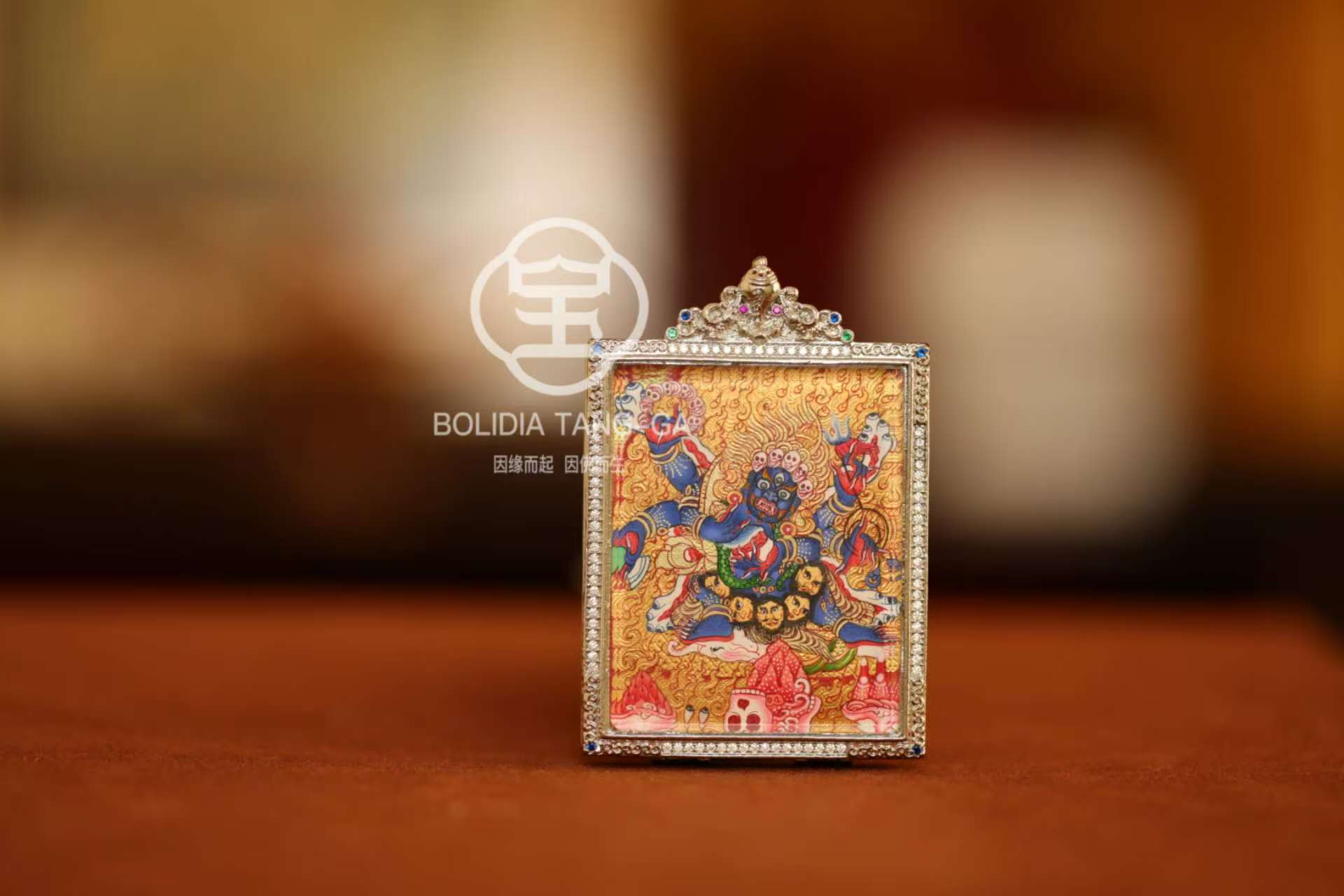 大黑天唐卡吊坠项链（精品手绘）