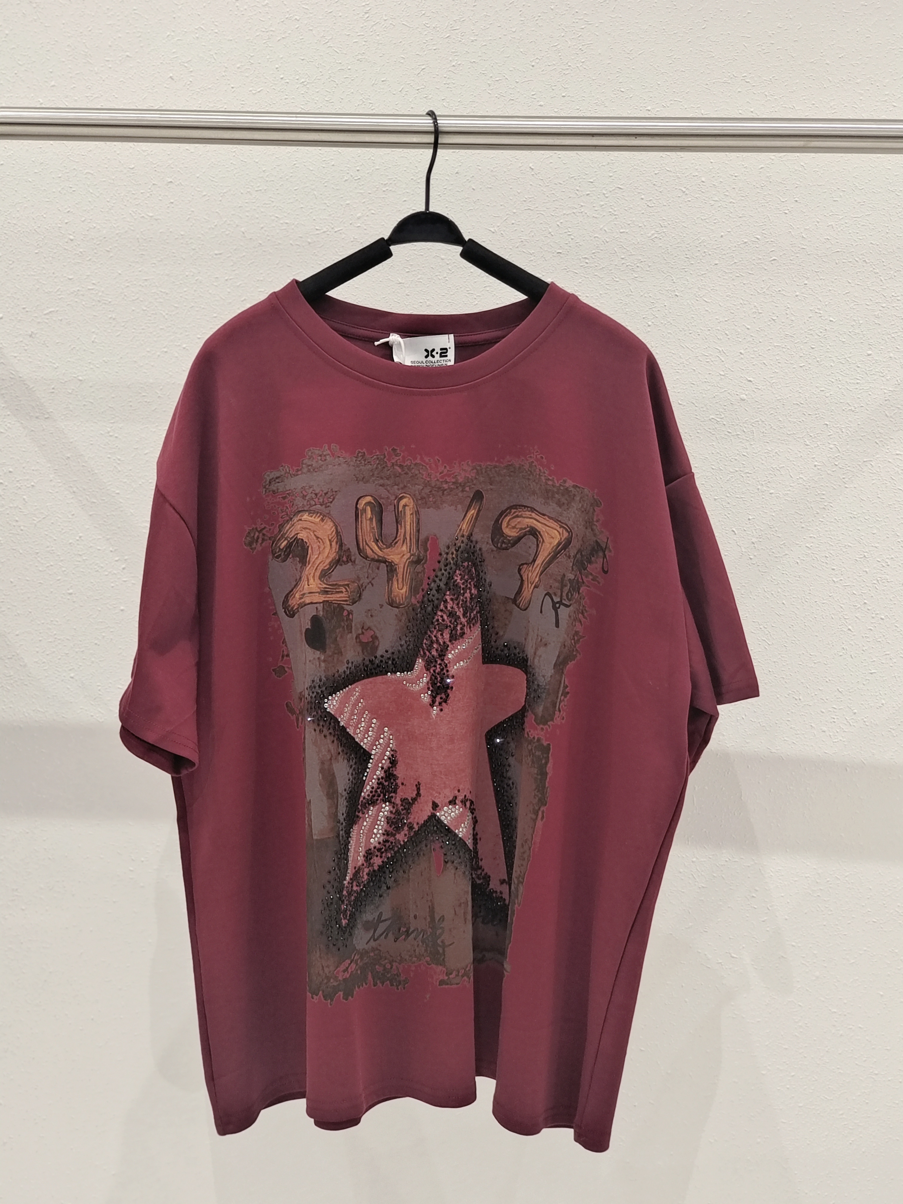 女款200斤可穿宽松短袖均码百搭圆领潮流大版舒适红色