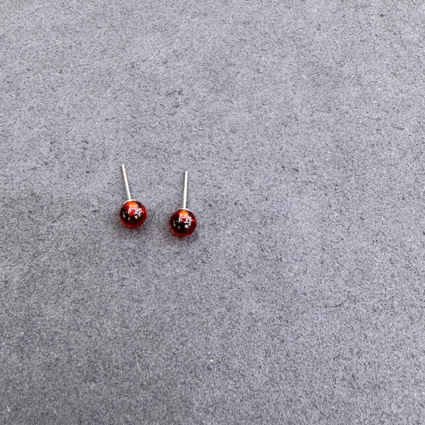 足银合成锆石耳饰 A283-足银红色锆石耳钉一对6mm多样性发一