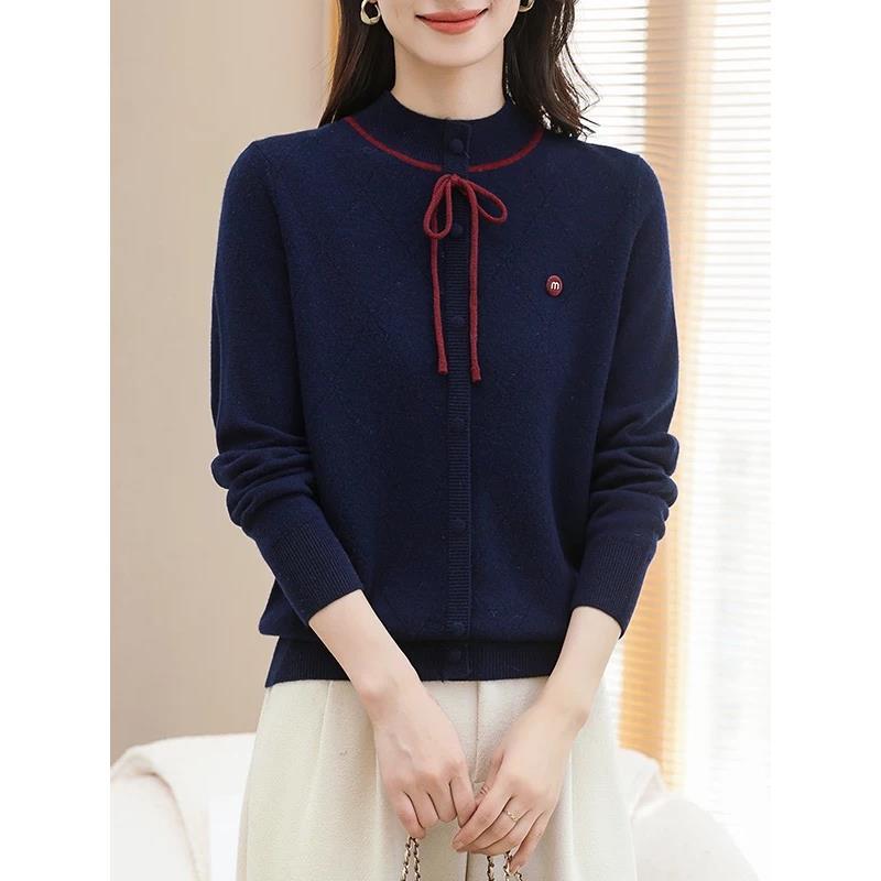 大瑶888秋冬新款100%羊毛洋气减龄学院风半高领针织上衣