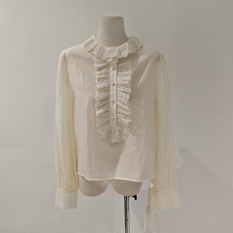 2025秋冬款法式蕾丝花边衬衫F6682