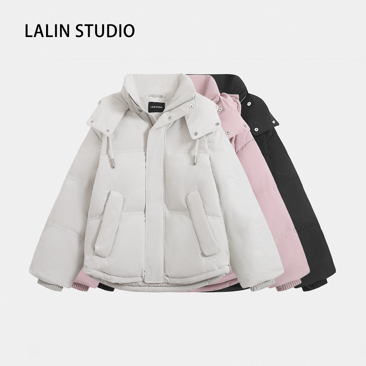 LALIN2025ss优化升级90白鸭绒简约廓形防风保暖羽绒服连帽外套