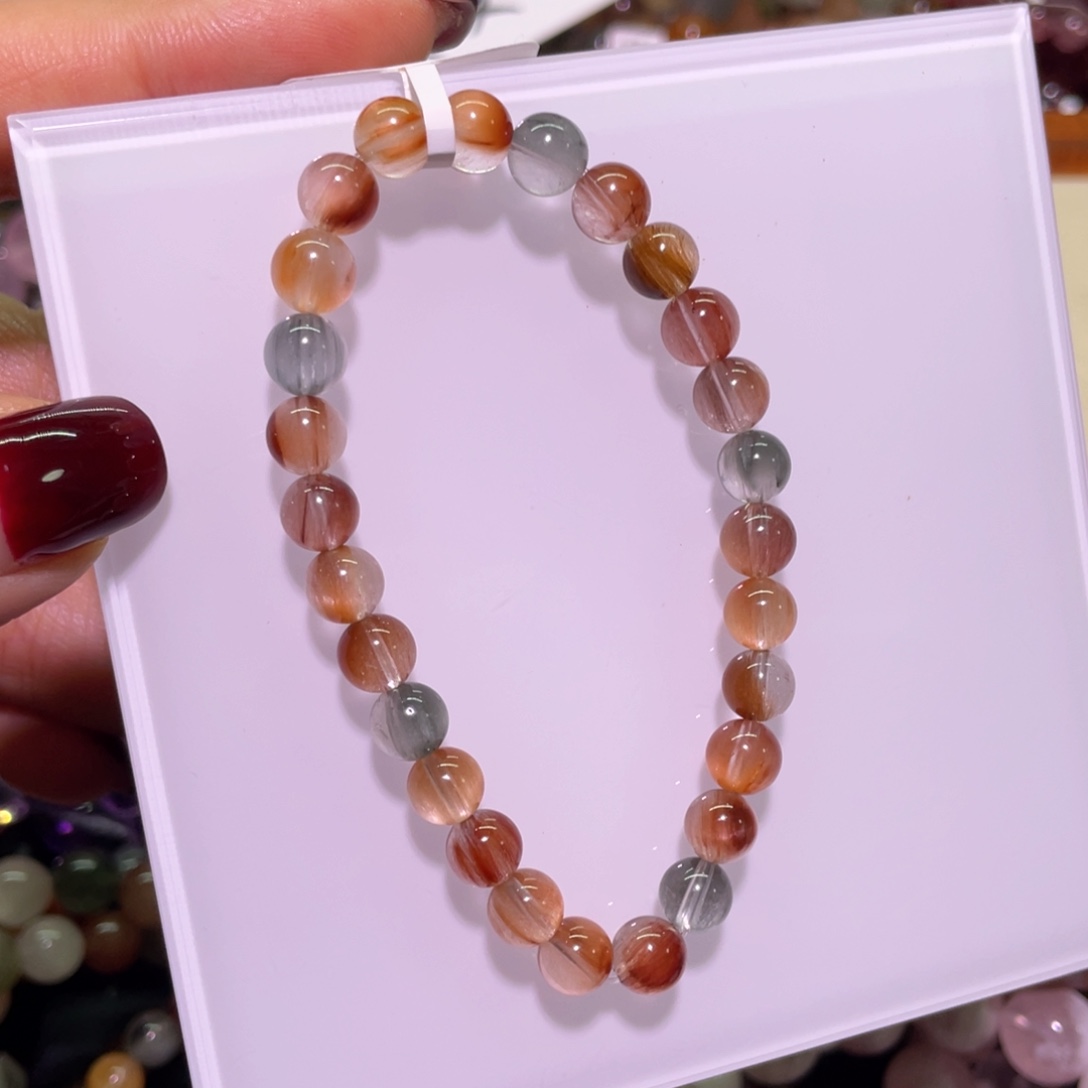 水晶手链未镶嵌7mm彩兔毛