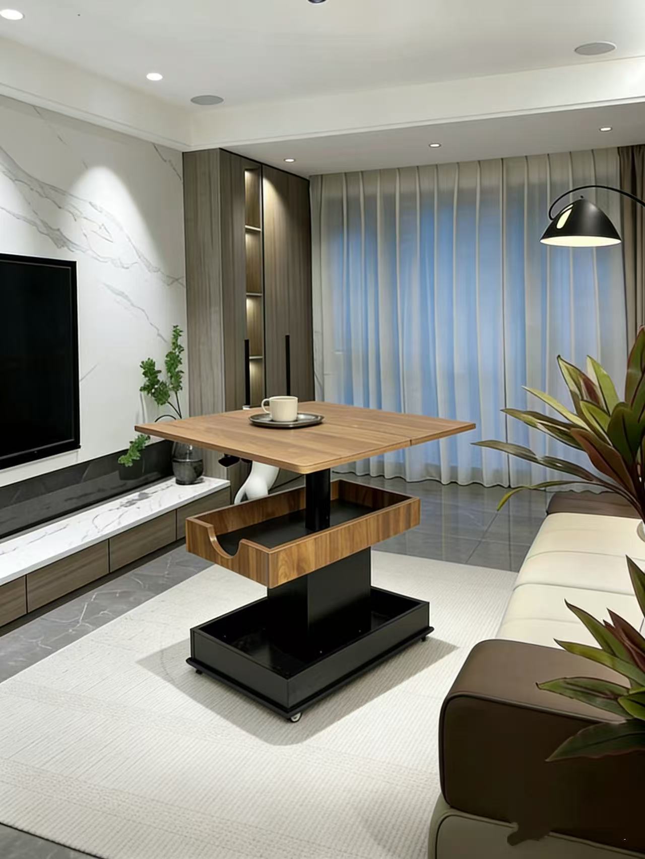 实木烤漆工艺可移动可折叠餐桌小推车茶几餐桌茶桌客厅方形储物柜