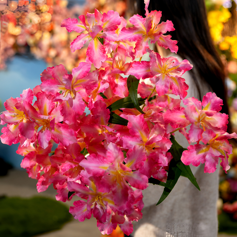 3头粉色小鸢尾花3D打印爱丽丝酒店软装假花花艺装饰样板间仿真花