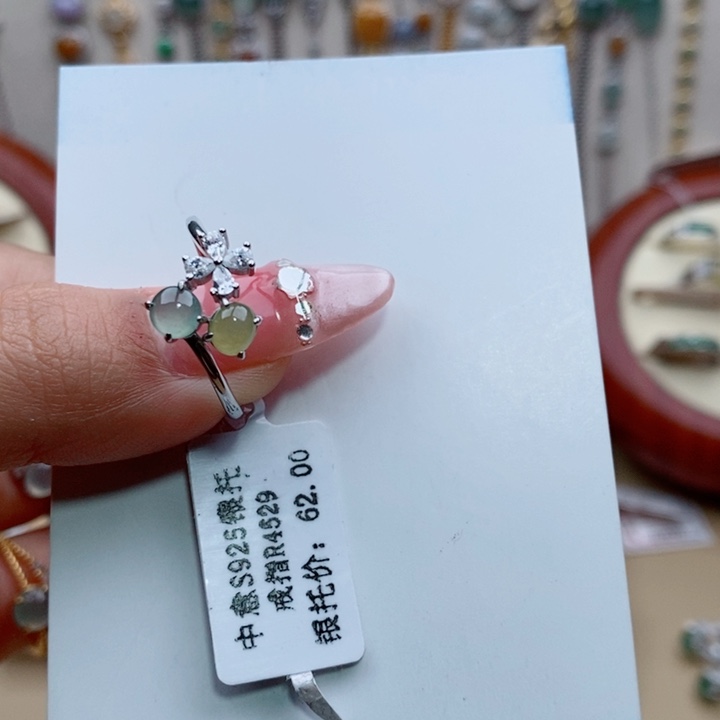 翡翠戒指银S925镶嵌11111