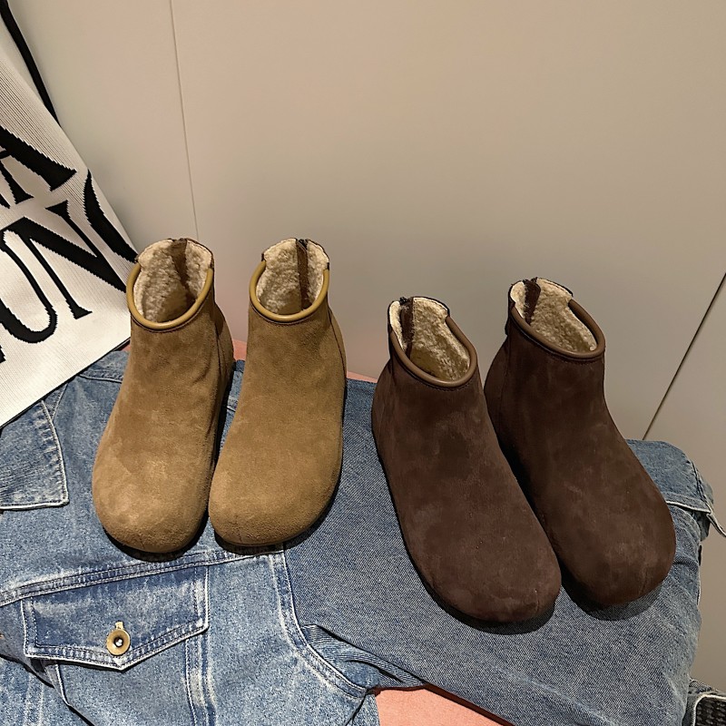 TS/TS2025冬季新款保暖平跟圆头时尚勃肯短靴