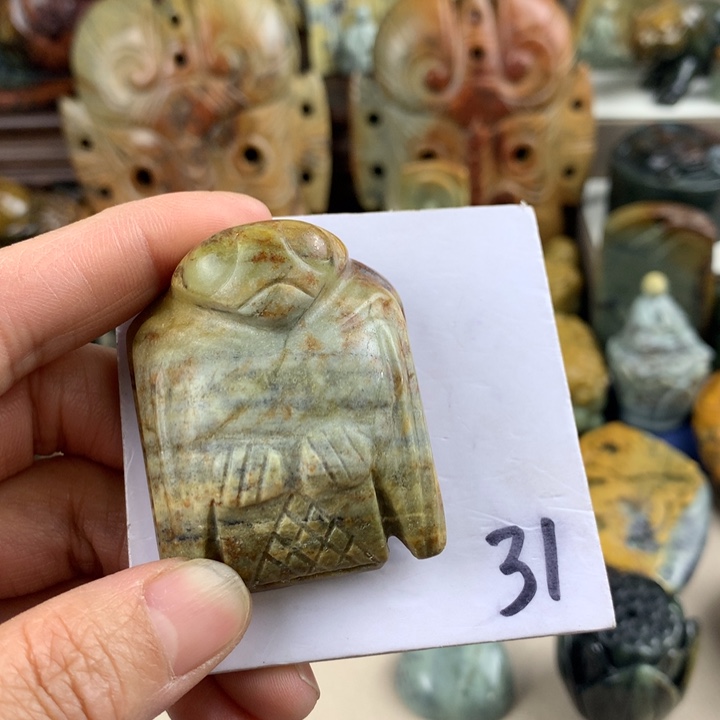 岫岩河磨玉（透闪石质玉）手把件未镶嵌