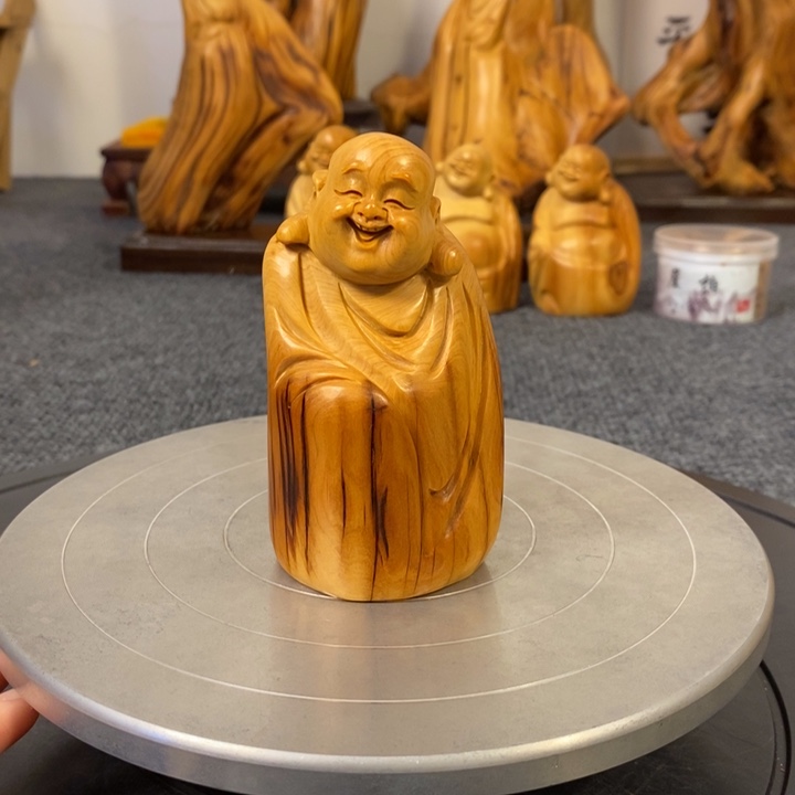 柏木（崖柏）崖柏弥勒佛手把件小摆件