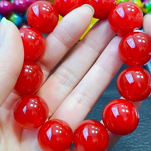 玛瑙/玉髓手链未镶嵌鸽血红20