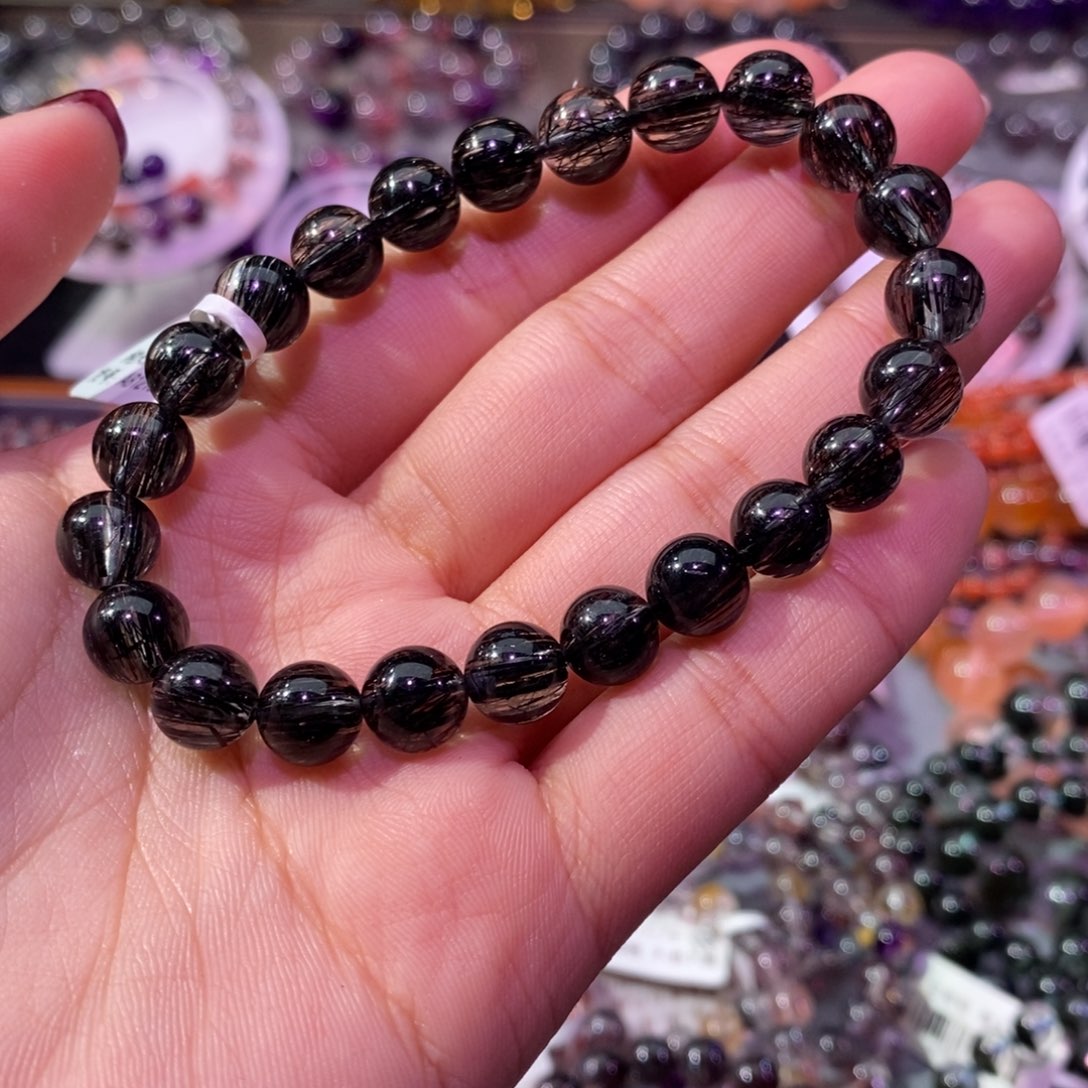 水晶手串未镶嵌黑发晶8.8+