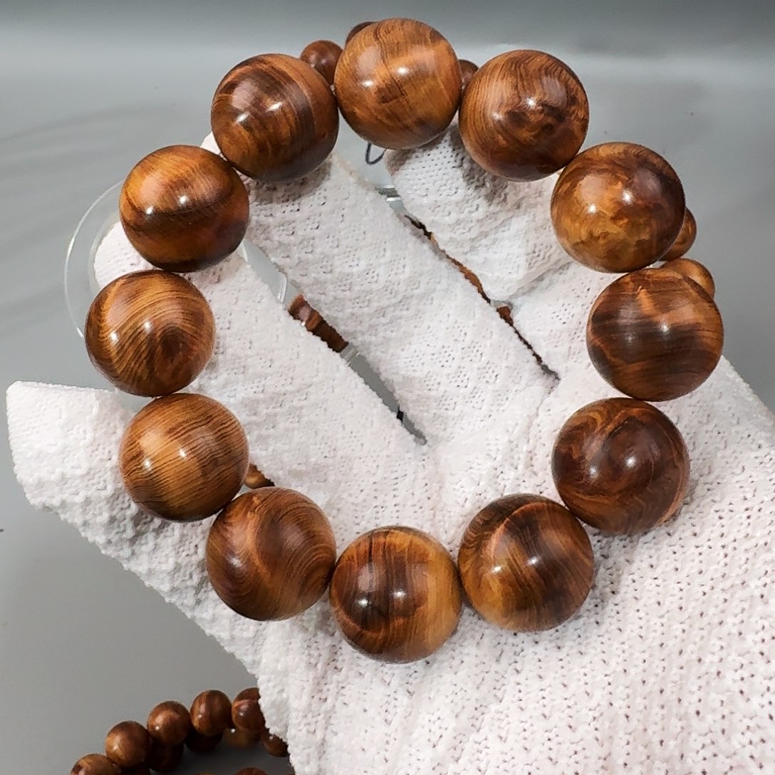 柏木（崖柏）手串/手链白粉骨黄泥膏2.0闪电微瑕