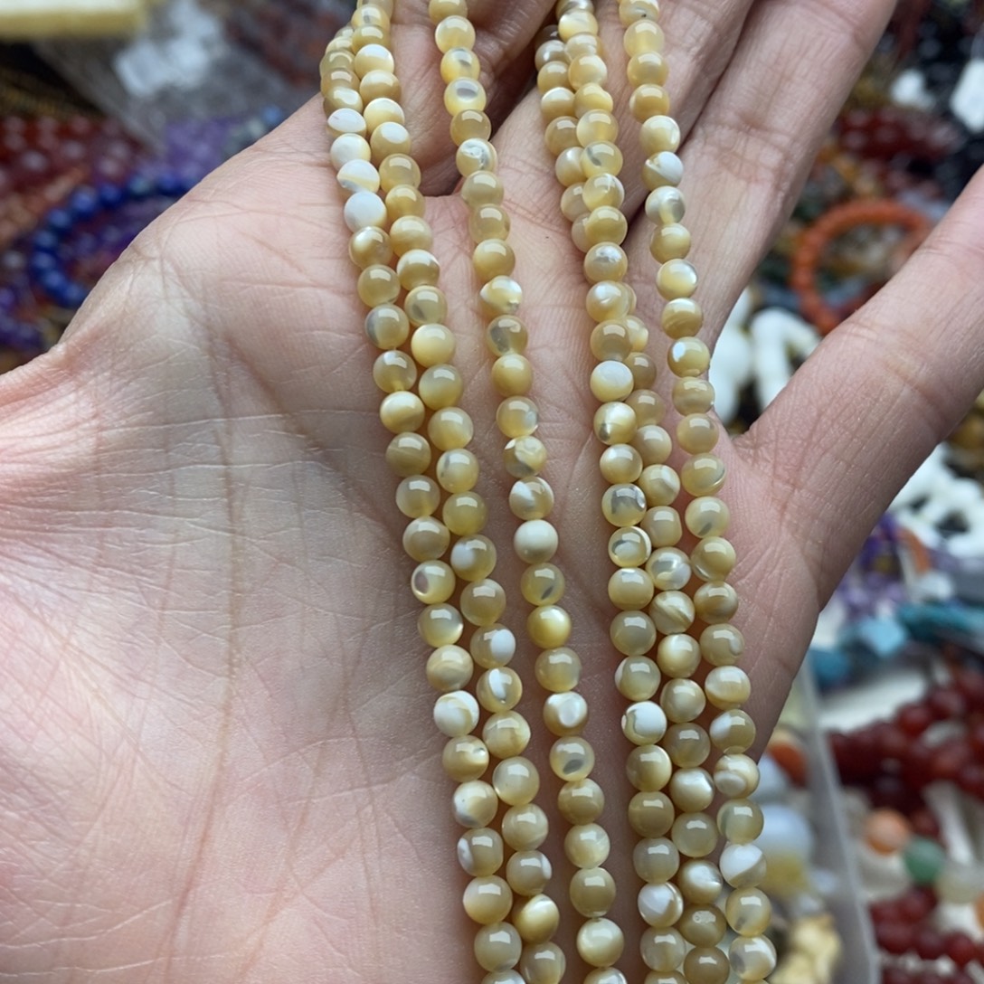 玛瑙/玉髓未镶嵌珠宝半成品一条天然4mm老鱼骨圆珠