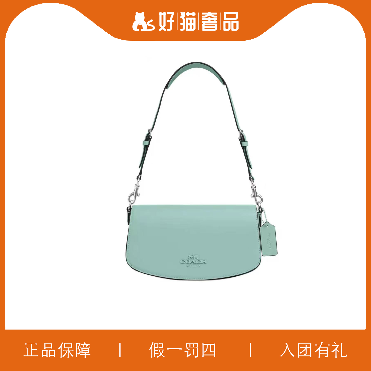 95新 COACH/蔻驰 蔻驰纯色腋下斜挎翻盖包/H5293/24X13X5