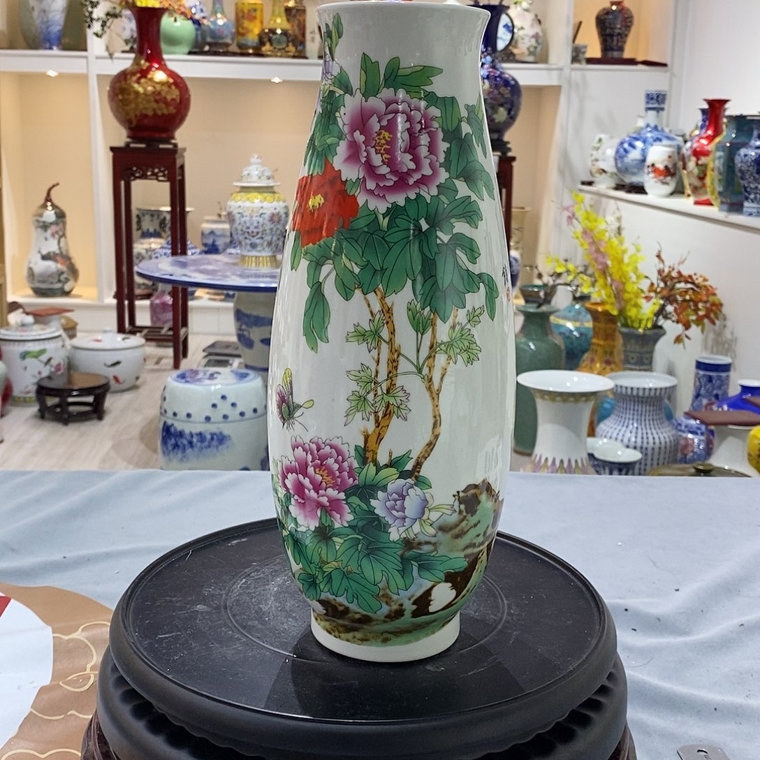 陶摆件31cm花开富贵玉米瓶