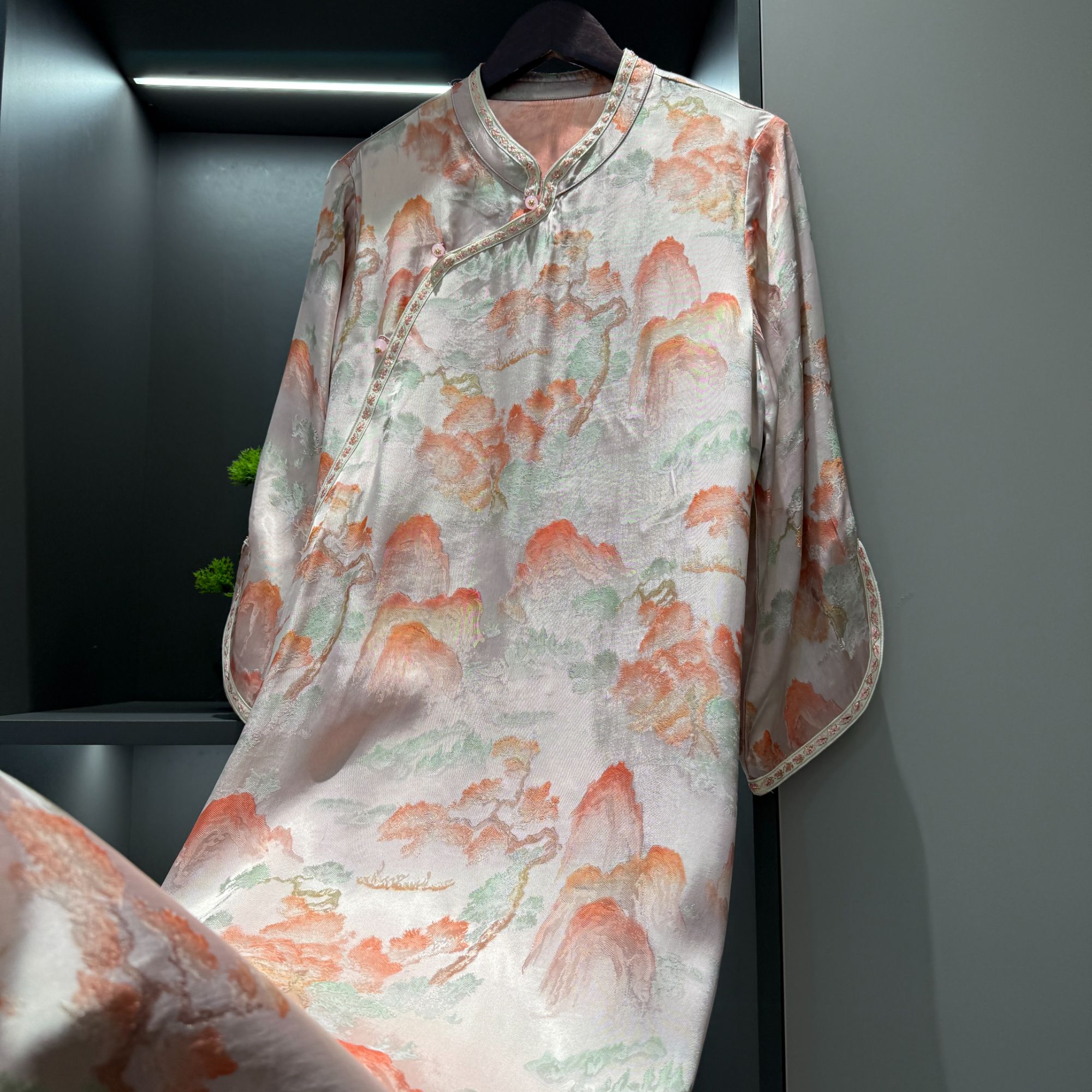 中式连衣裙复古斜襟盘扣花色改良夏季女装宽松连衣裙2792