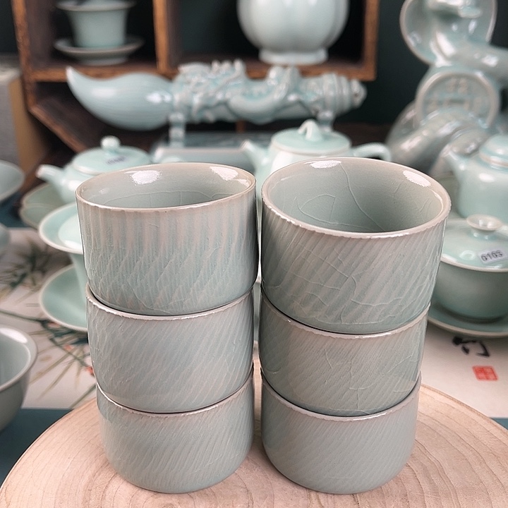杯6只小客杯一套 原产地原矿釉汝瓷