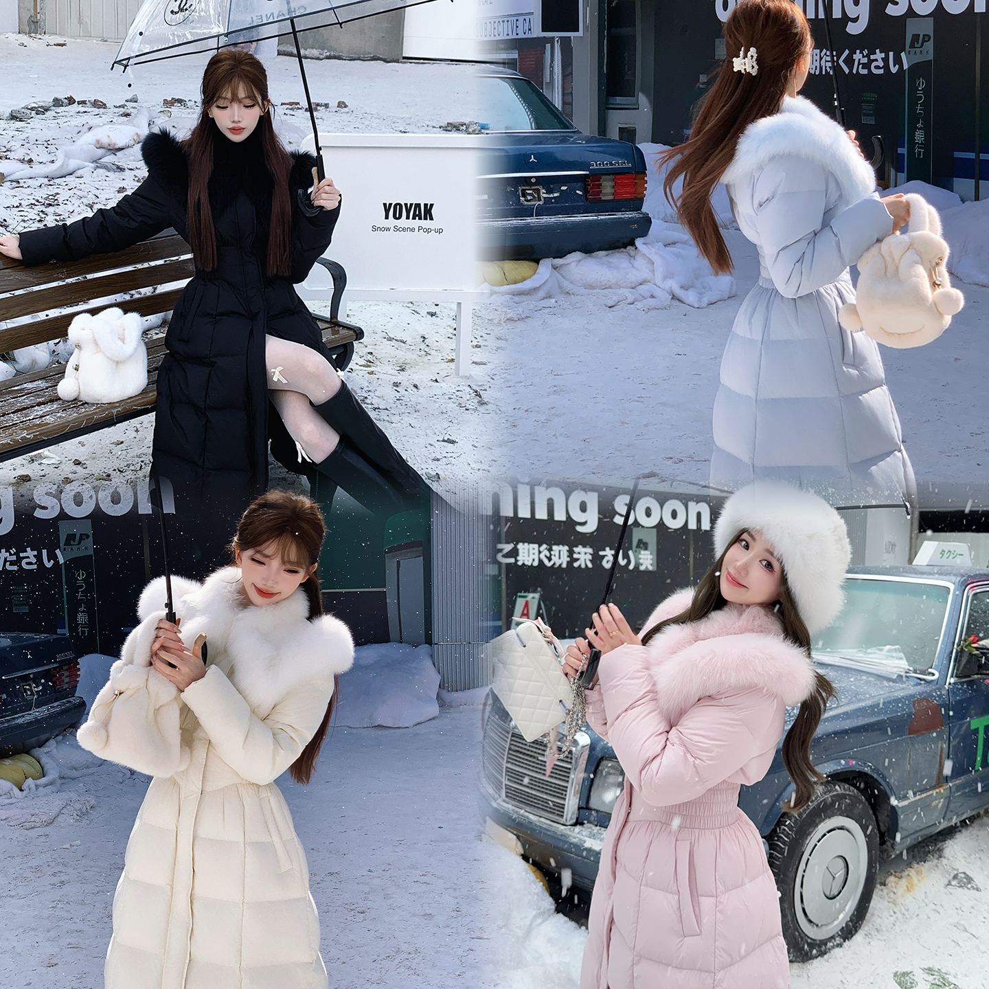 冰冰来了【风铃少女】减龄收腰羽绒服长款狐狸毛外套27435/27454