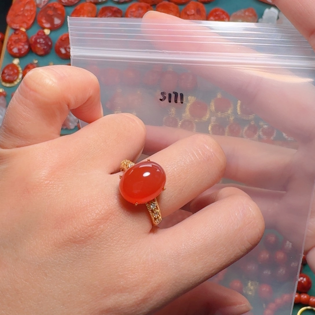 南红玛瑙南红 银S925镶嵌