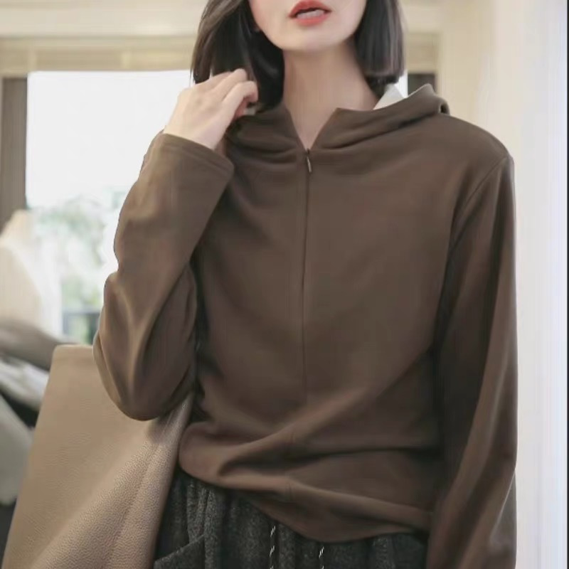 宝丫轻奢 女式慵懒风保暖通勤显瘦连帽卫衣Z448