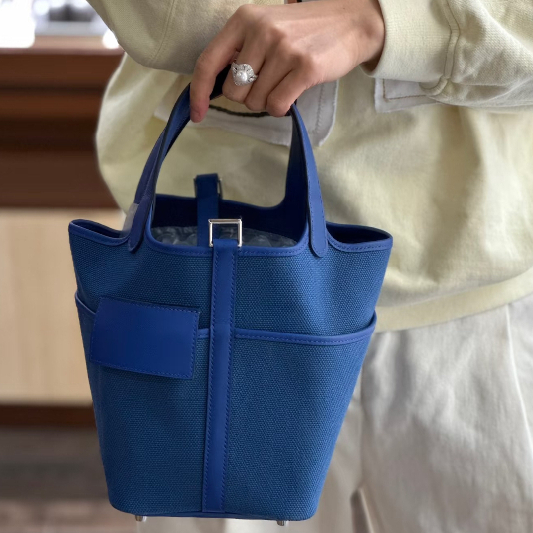 99新 Hermes/爱马仕 HZ爱马仕cargo菜篮子18蓝手提包
