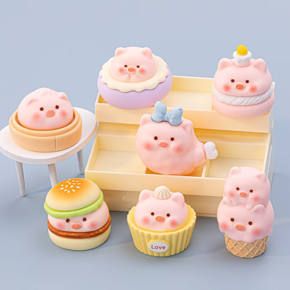 食玩小猪 萌粒diy饰品树脂配件立体卡通桌面小摆件