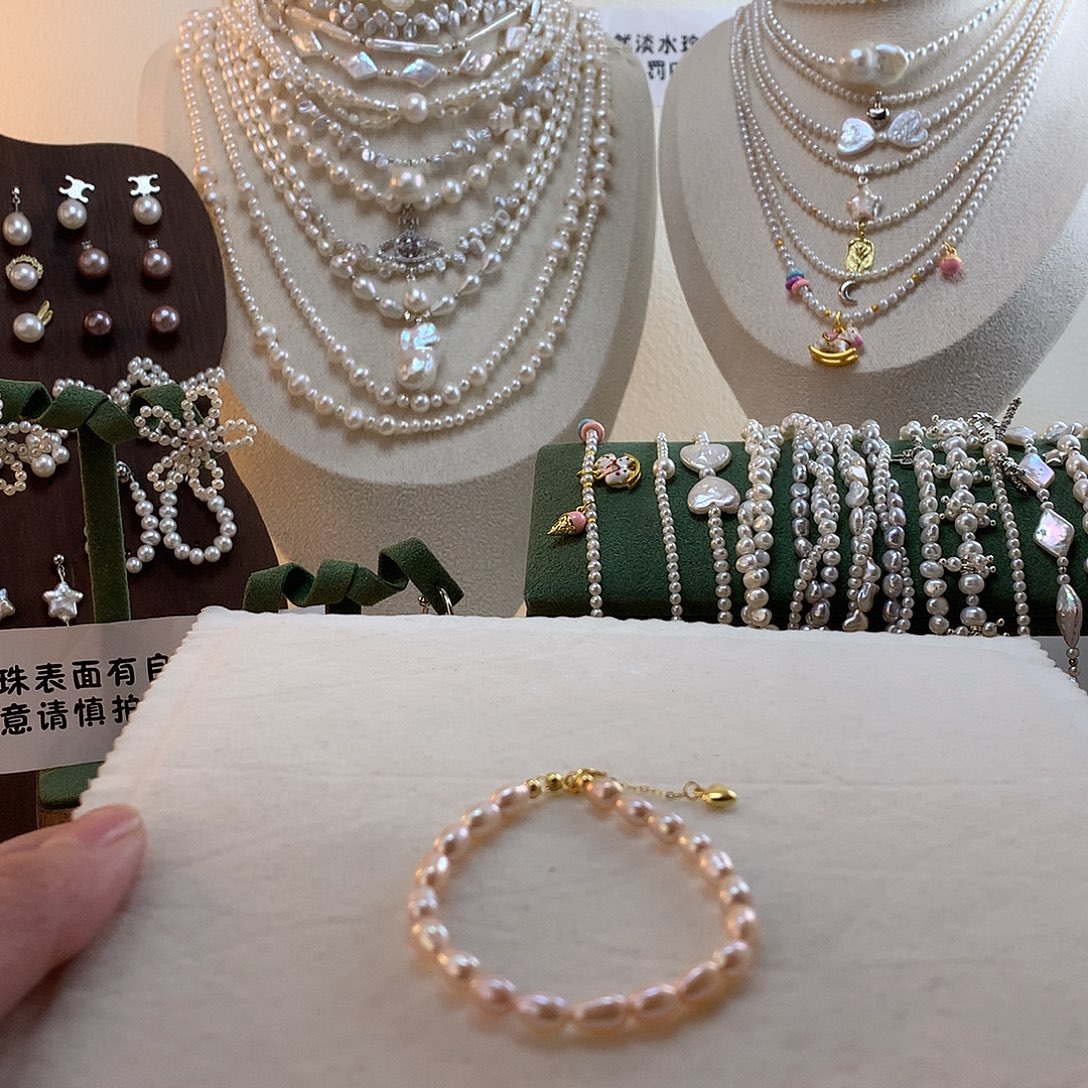 手绳银S925镶嵌淡水珍珠