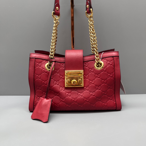 95新 GUCCI/古驰 红金压花padlock托特包 尺寸26*17 SV17842