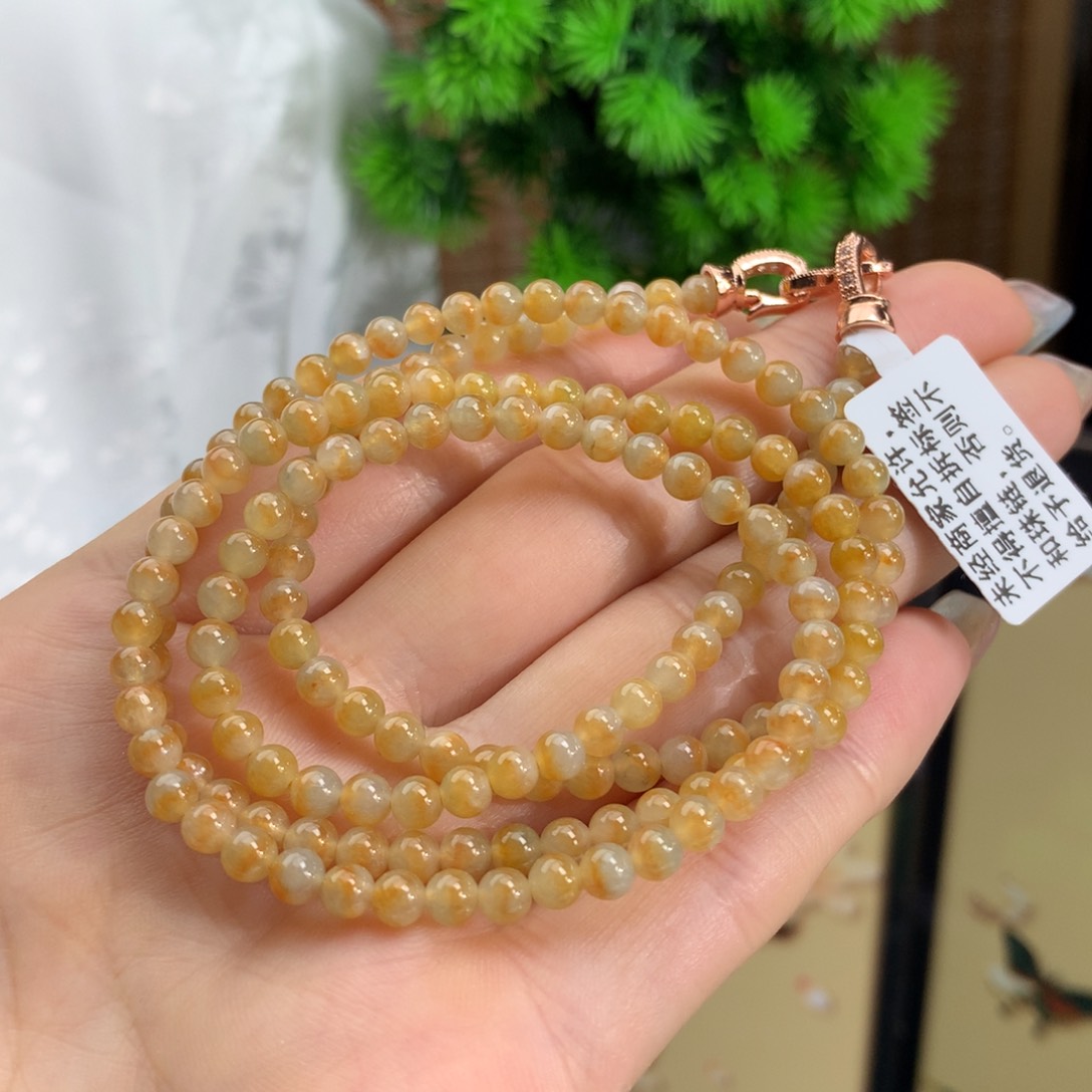 翡翠手链未镶嵌冰胶鸳鸯黄翡项链卡4.2m m