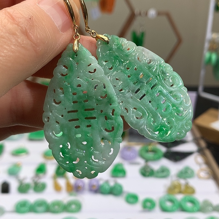 翡翠银S925镶嵌耳饰