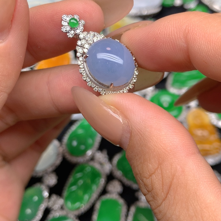 翡翠18K金镶嵌吊坠(不含链)