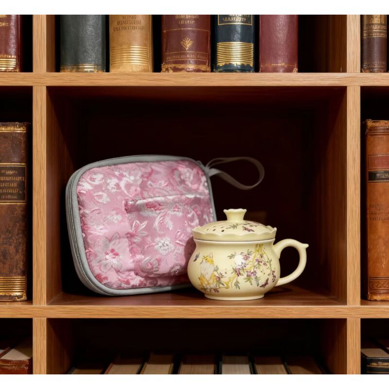 米黄桃花猫旅行茶具w3712