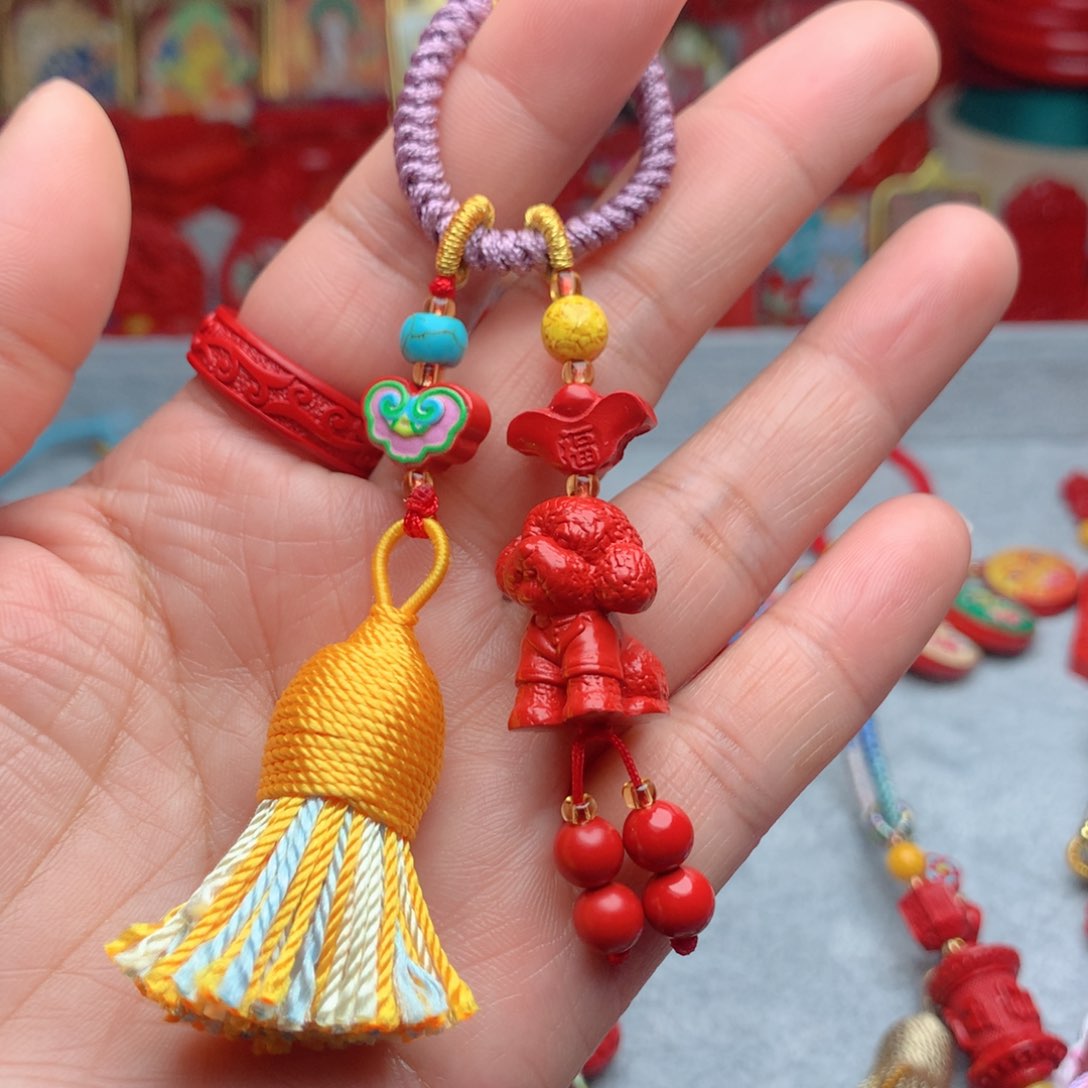 天然辰砂工艺品朱砂钥匙扣包包挂