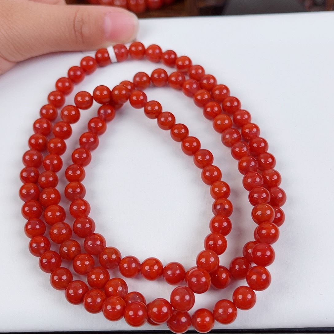 南红玛瑙未镶嵌瓦西圆珠多圈7mm