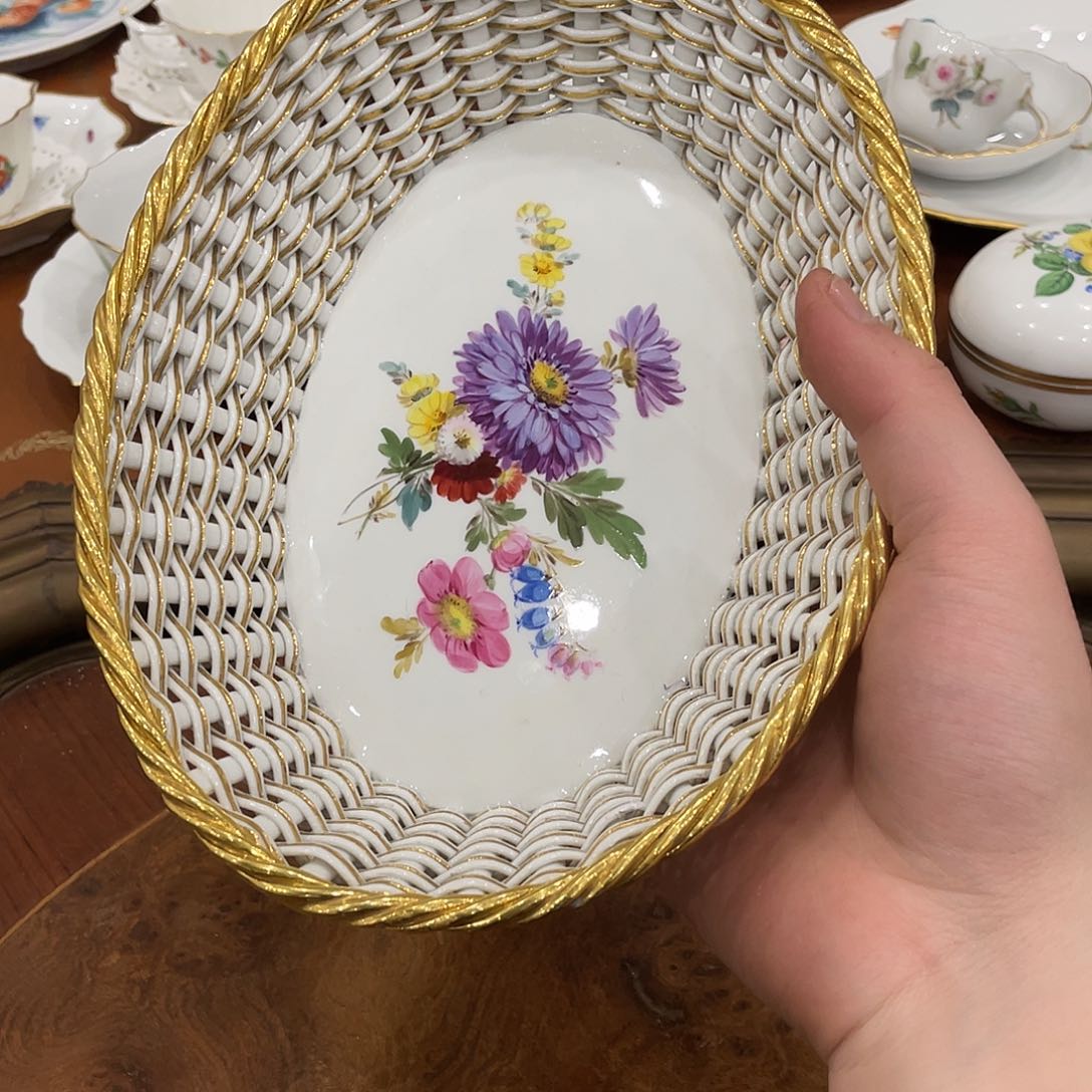 瓷片中古一等大编织篮