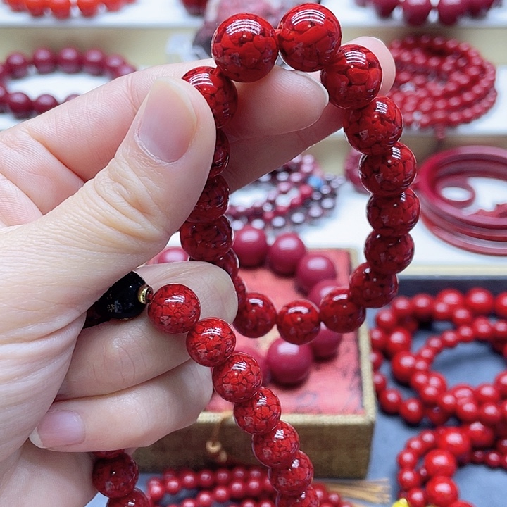 天然辰砂晶体沙卡12两颗单珠