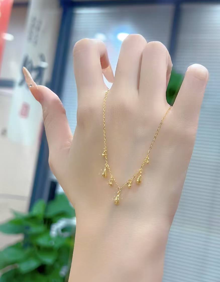 【点点专属】足金999 闪闪水滴套链真金足金纯黄金（多退少补）