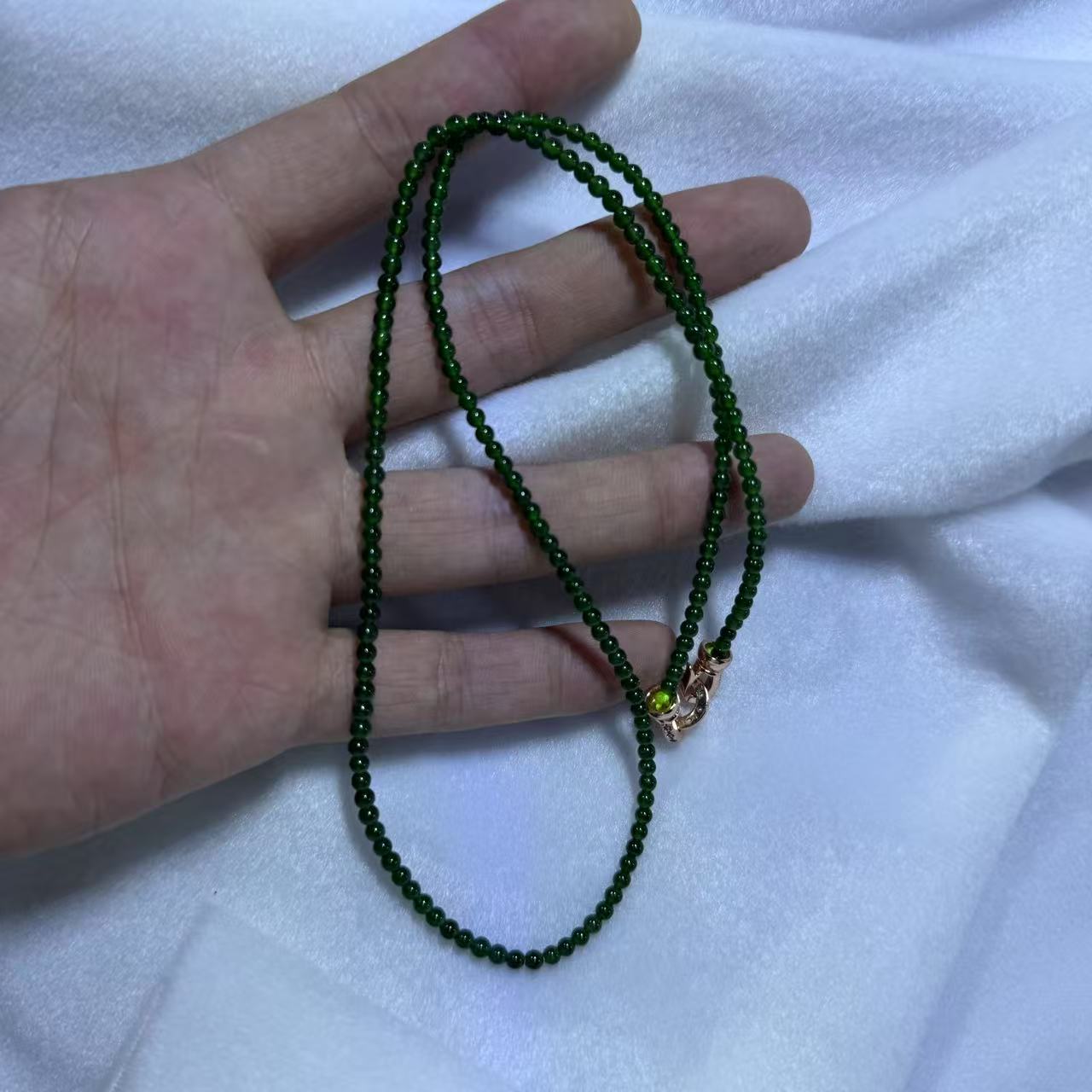 天然A货翡翠阳绿项链-多样性发一