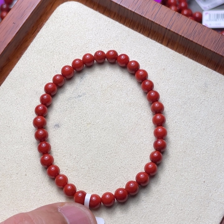 南红玛瑙未镶嵌手串5圆珠满肉火焰