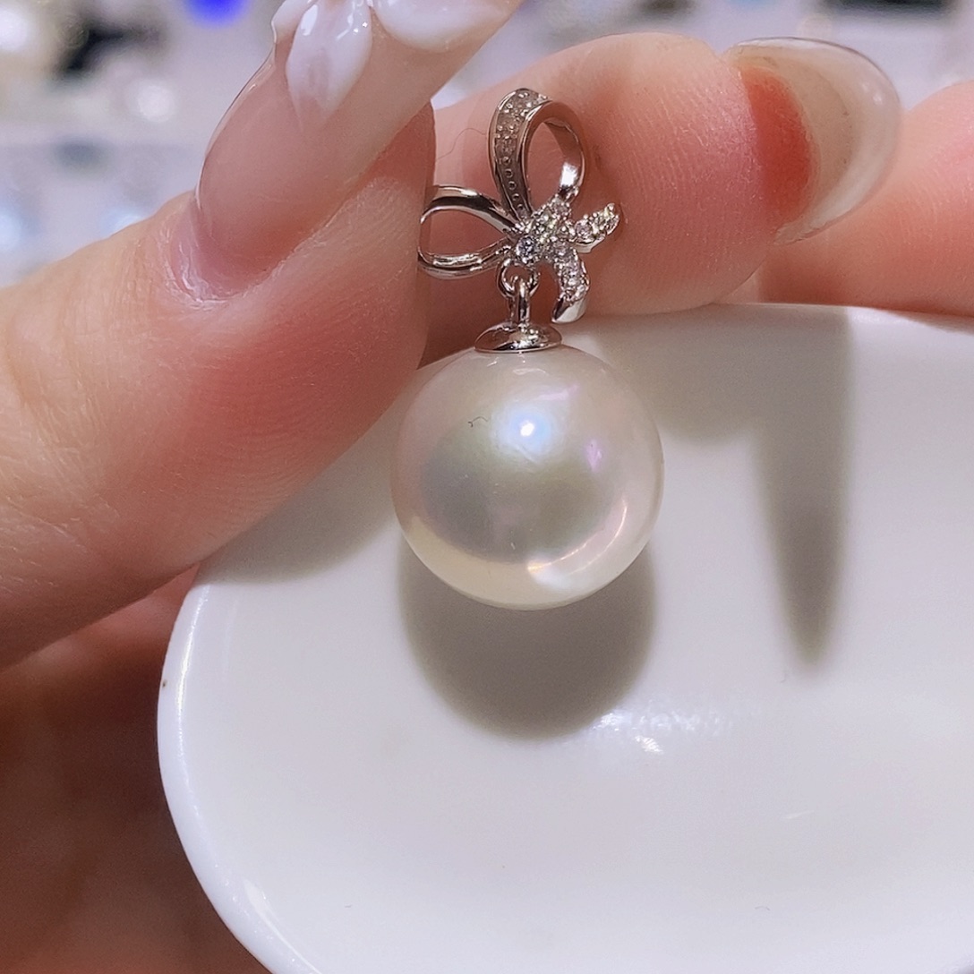淡水珍珠颈饰银S925镶嵌深**猫