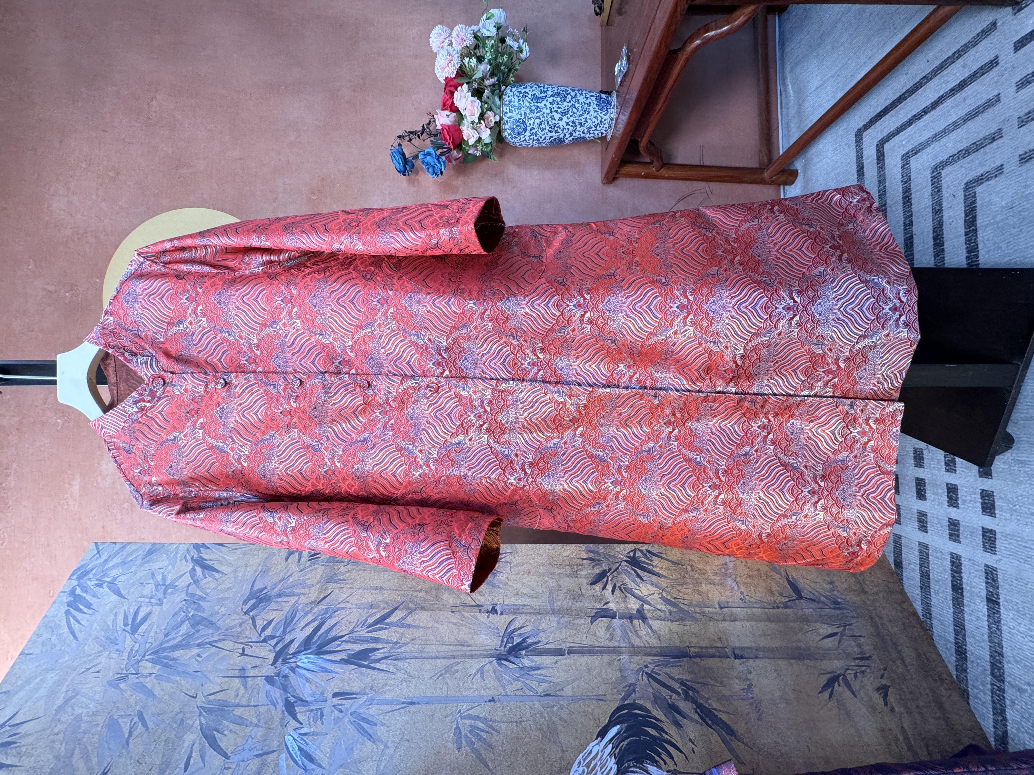 中国风宋锦风衣中式气质上衣外套民族风国风大衣女士