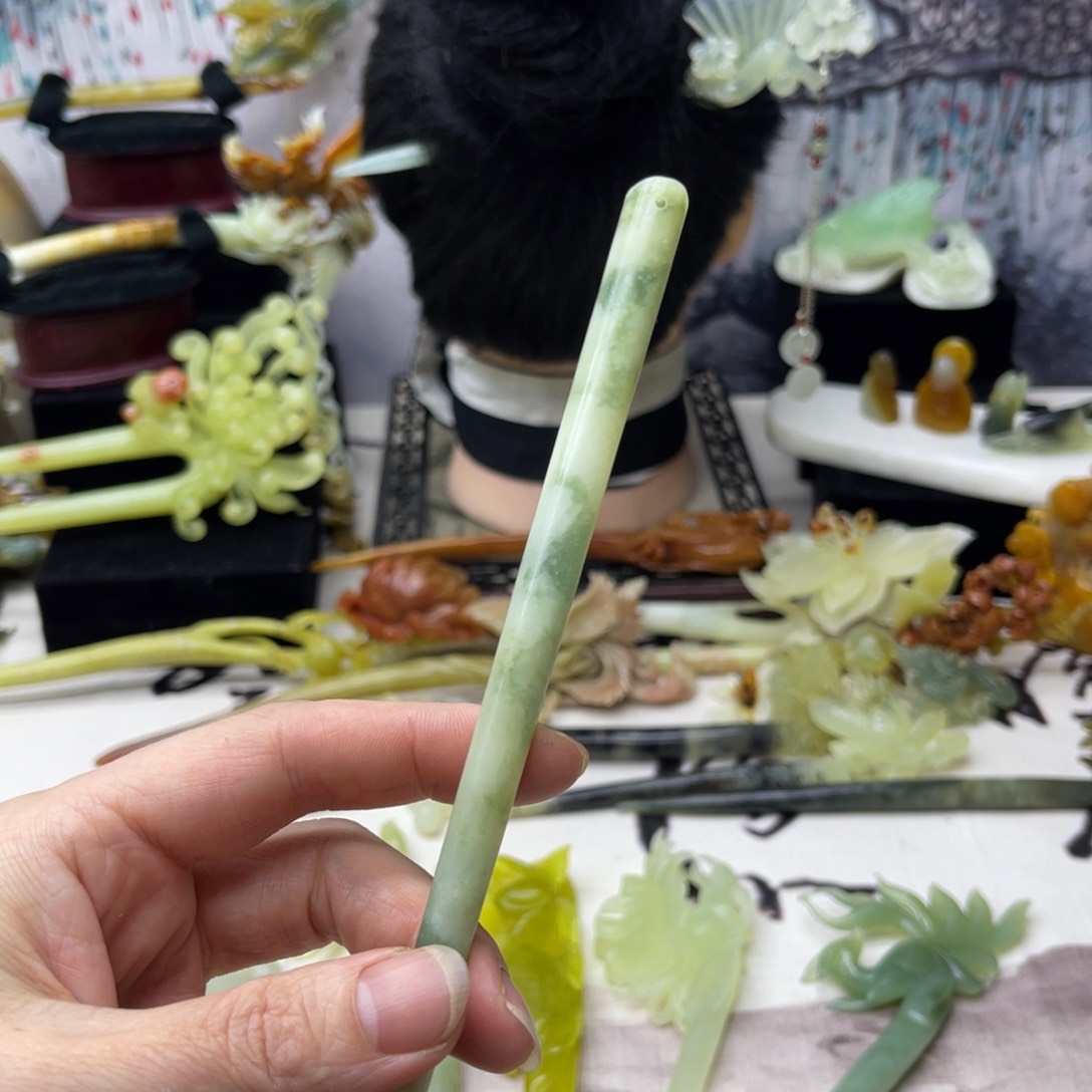 【闪购商品】蛇纹石玉发饰合金