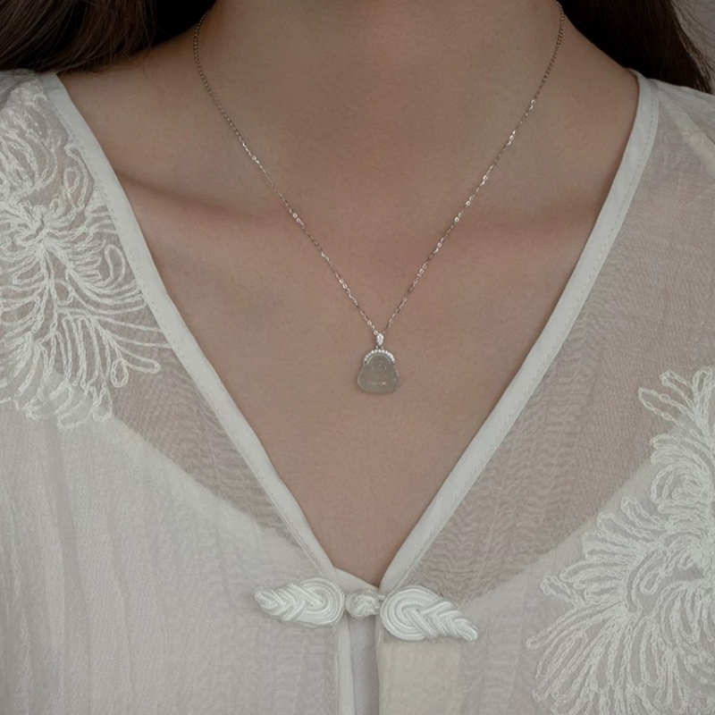 钛钢项链 时尚佛公吊坠项链高级感轻奢小众秀气新中式配饰F2481