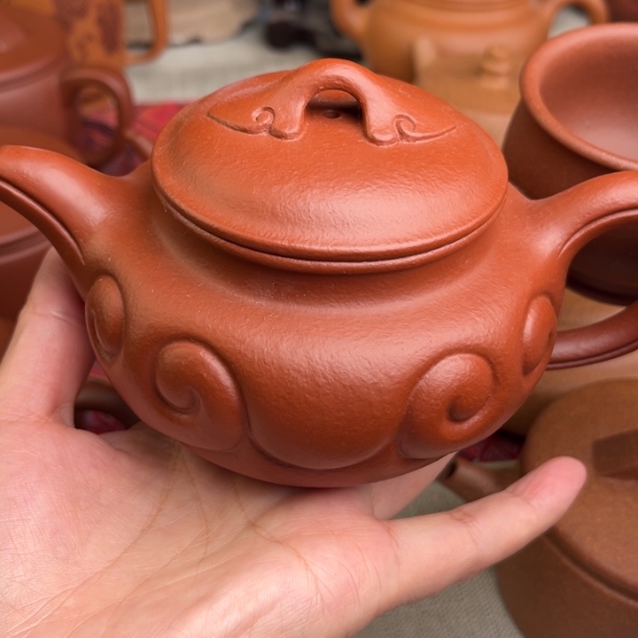 茶壶紫砂原矿朱泥仿古如意精工半手280cc