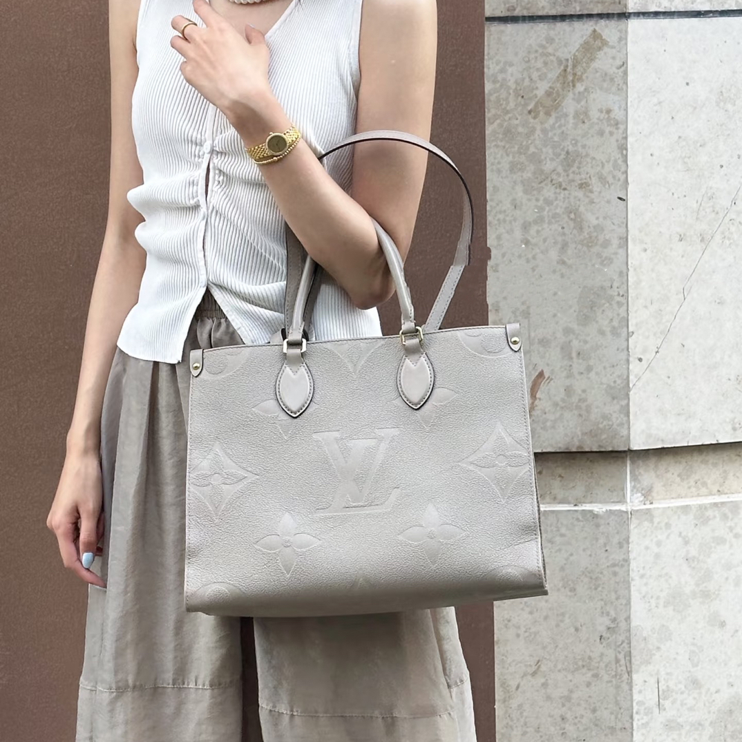 95新 LouisVuitton/路易威登 御古屋/35563/大象灰中onthego芯片
