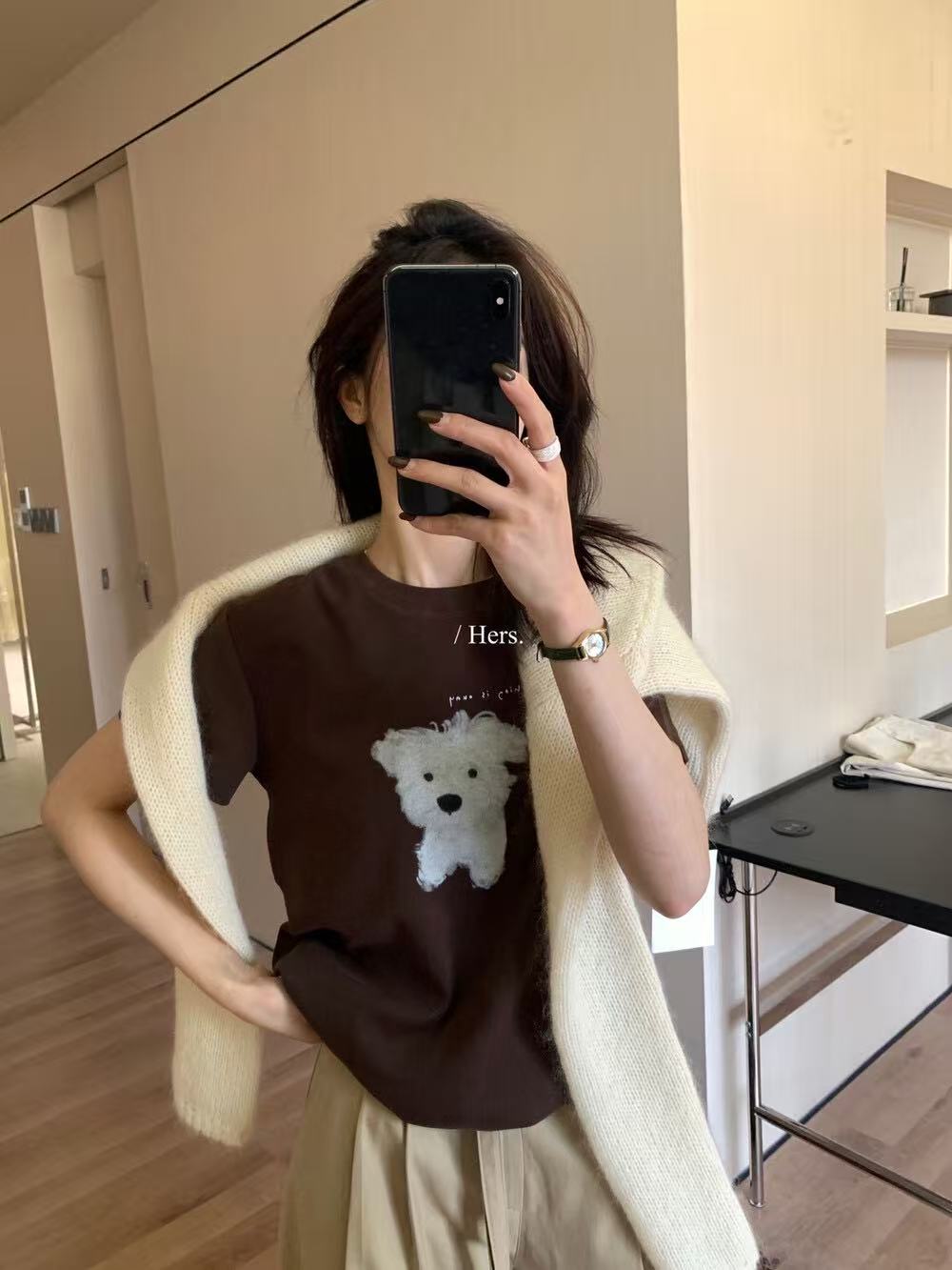 简约日常百搭小狗狗印花短袖