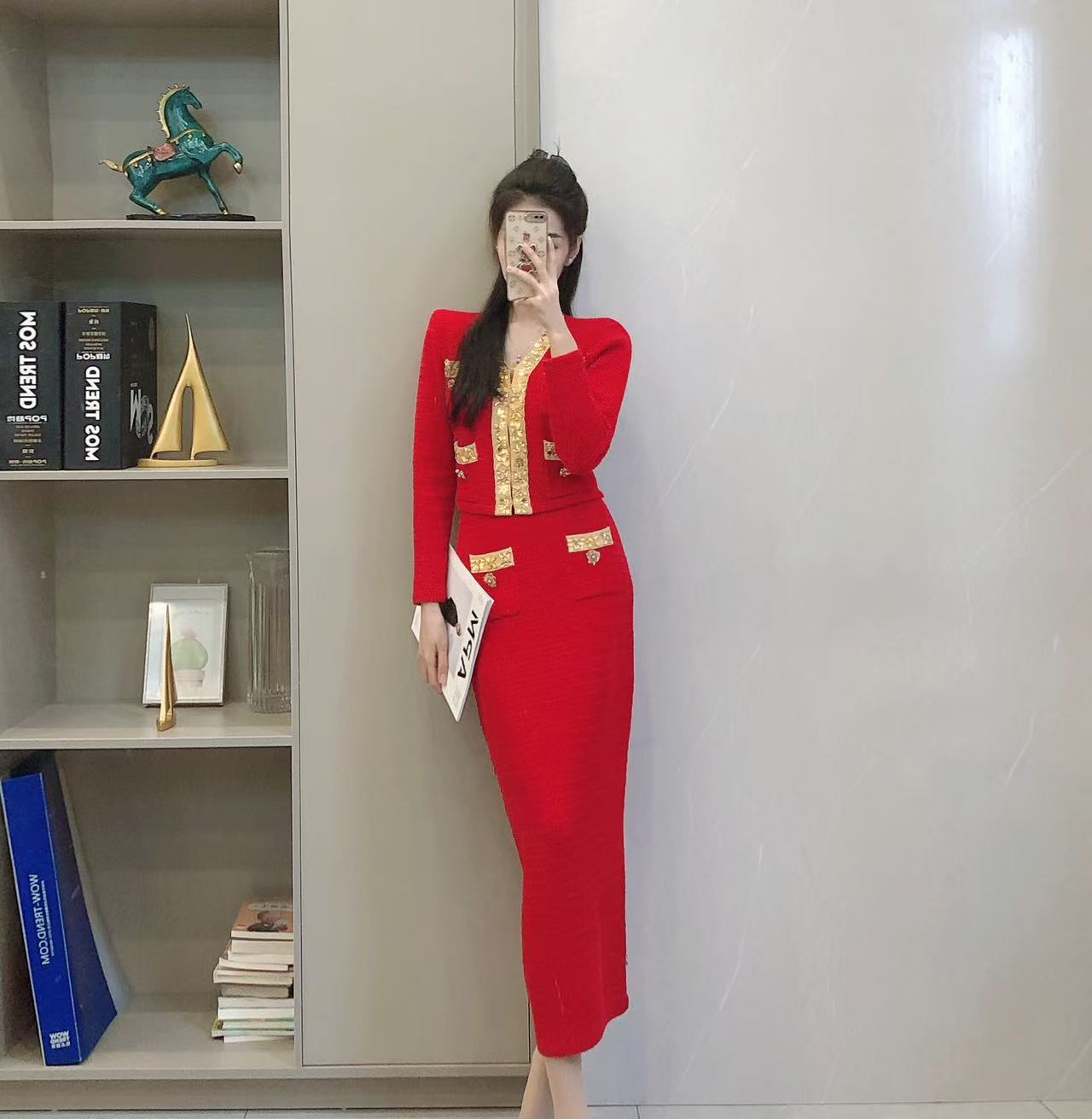 606-607-608洋气时尚长袖法式修身复古休闲小众轻奢气质名媛套装