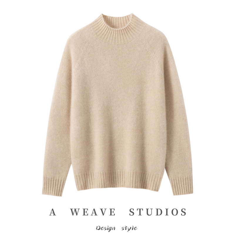 纤束马100%纯山羊绒衫女士双股加厚半高领毛衣百搭针织打底衫